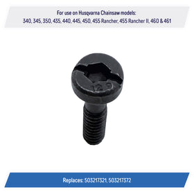 Close-up of screws compatible with Husqvarna 340–461 series for reliable compatibility