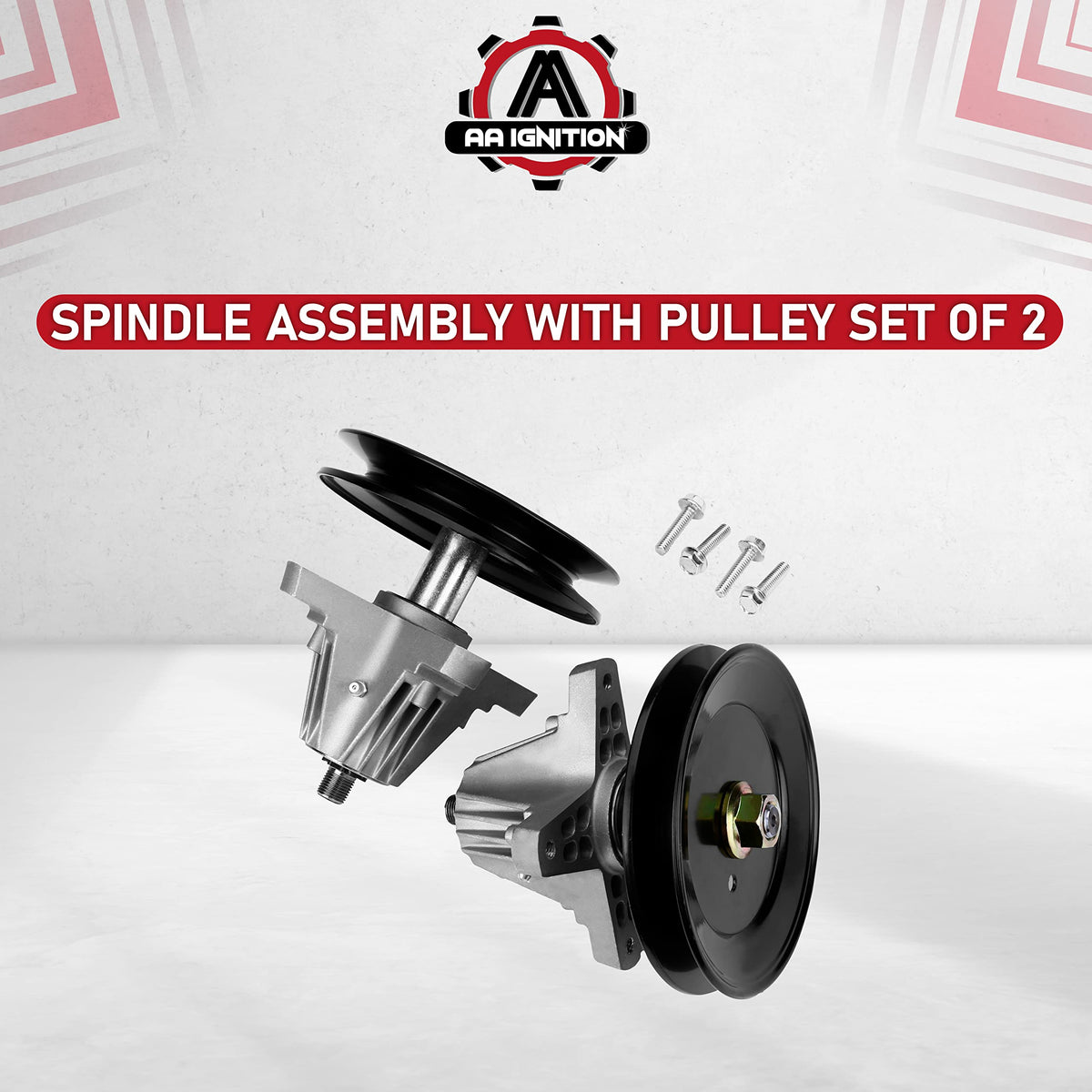 AA Ignition spindle pulley assembly two-pack for RZT-42, balanced mowing