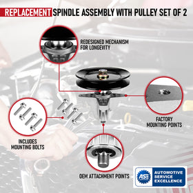 AA Ignition spindle with pulley set for MTD 42-inch deck, stable blade rotation