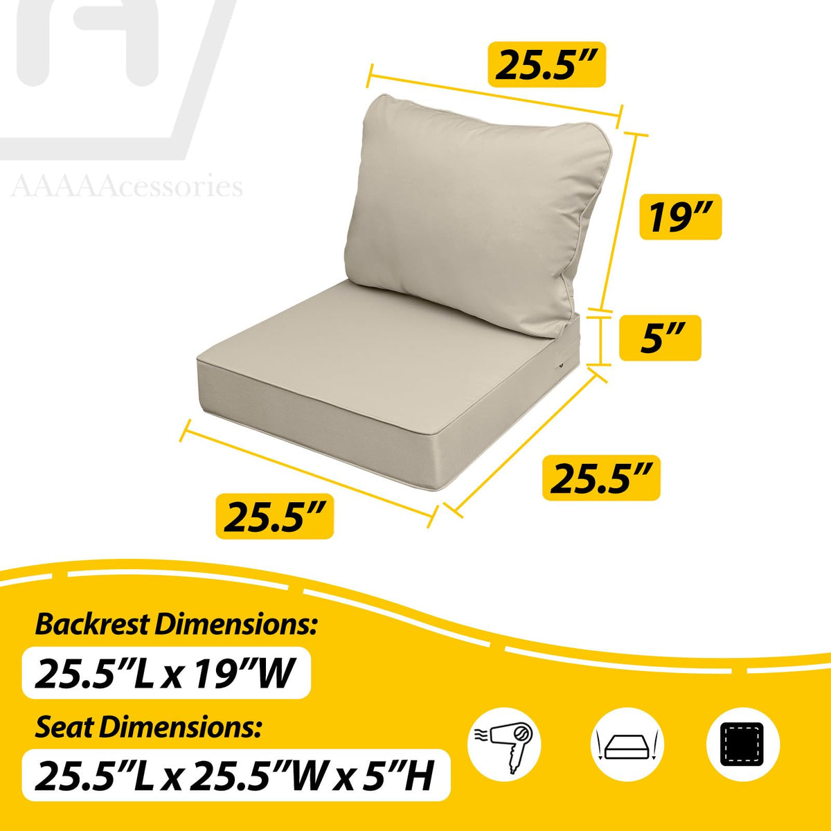 AAAAAcessories deep seat cushion foam provides soft support.
