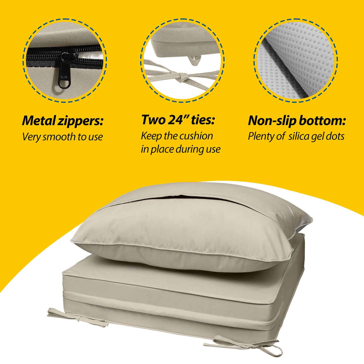 AAAAAcessories fade-resistant cushions prevent color loss in sun.