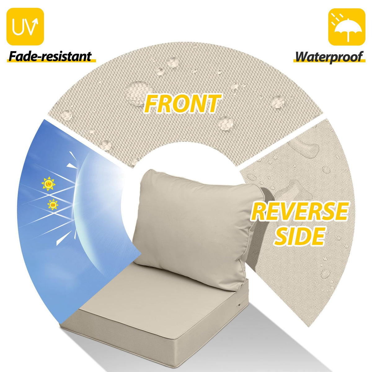 AAAAAcessories waterproof cushion cover beige for outdoor durability.