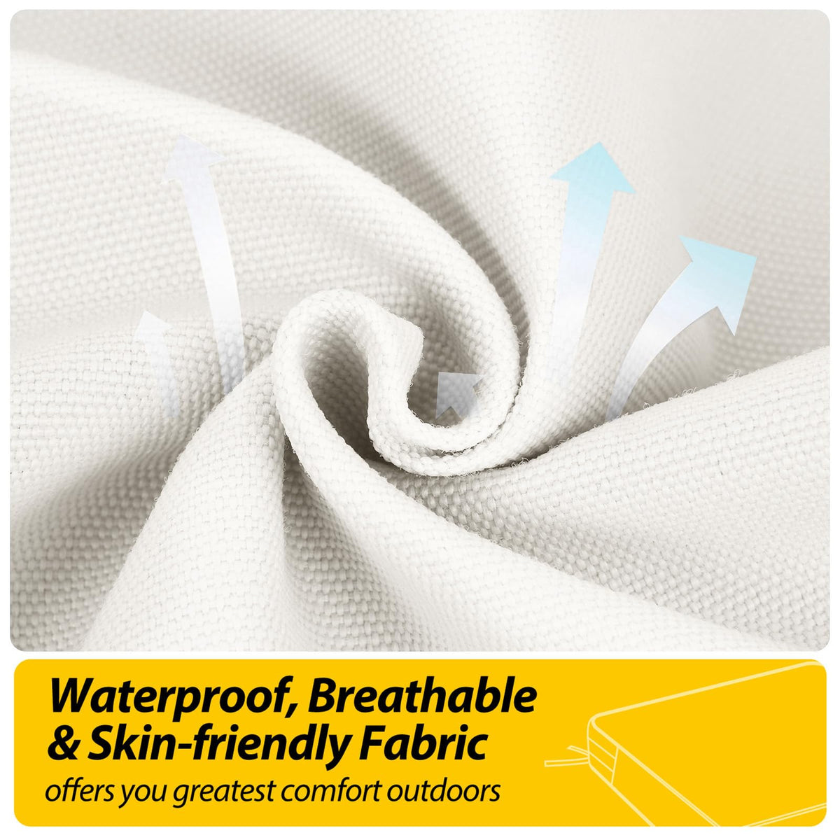 AAAAAcessories cushions with non-slip bottom and ties for secure placement.