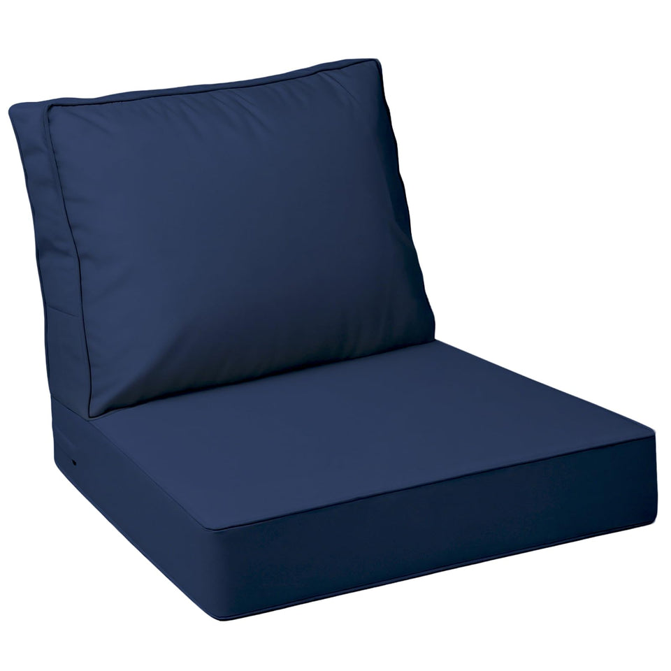 AAAAAcessories outdoor deep-seat cushions provide plush navy comfort for 24x24x5 chairs.