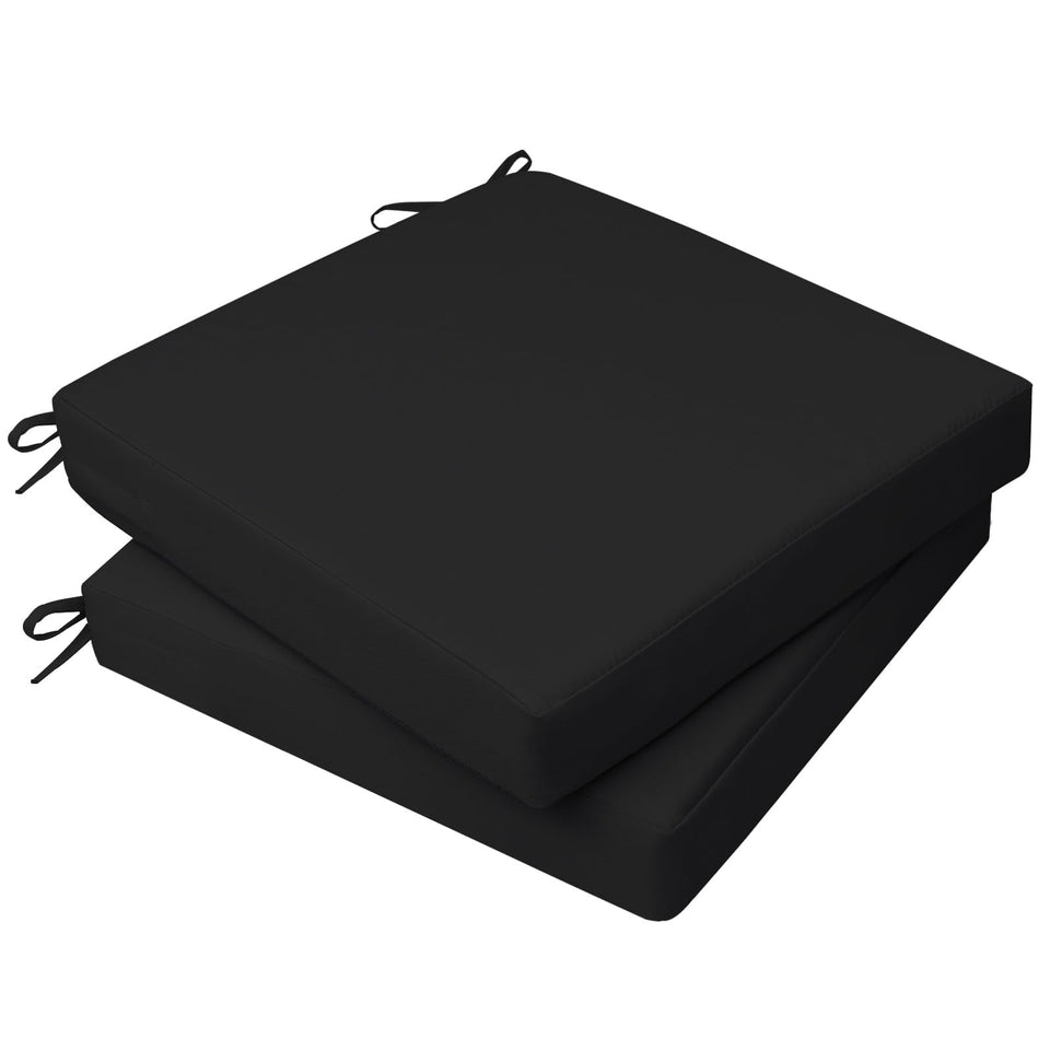 AAAAAcessories outdoor seat cushions in charcoal demonstrate waterproof fabric for outdoor use.