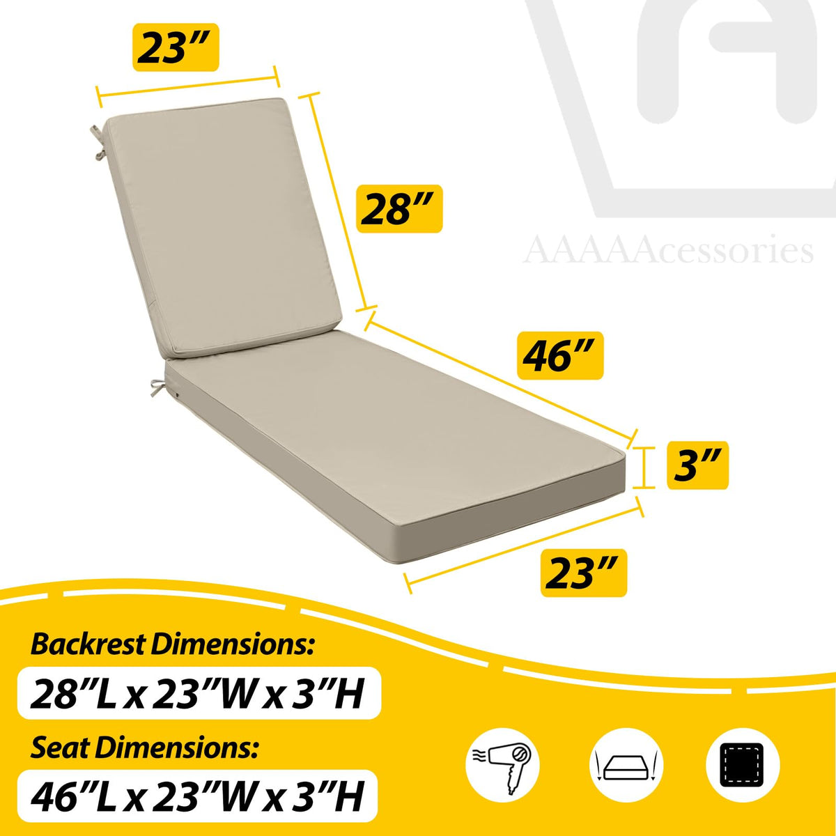 AAAAAcessories guides you to measure seat 44 by 21 by 3 inches for the right fit.