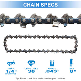 AAAQQ mini chainsaw chain side view showing compact design and durable construction