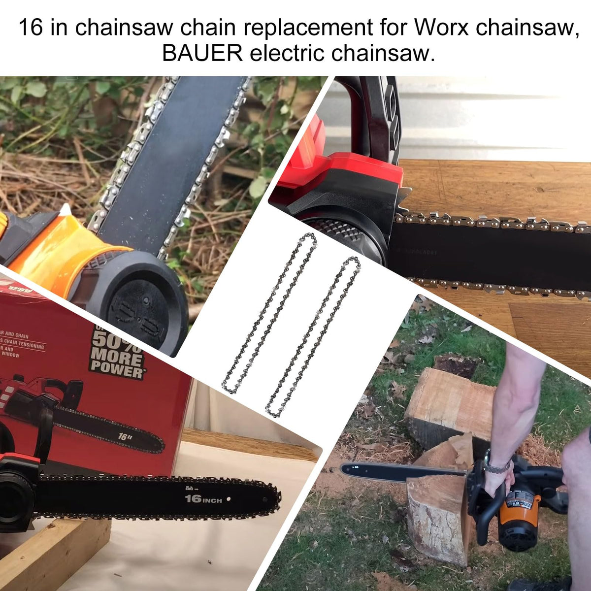 AAAQQ compatible with multiple brands and 16-inch saws for flexibility.