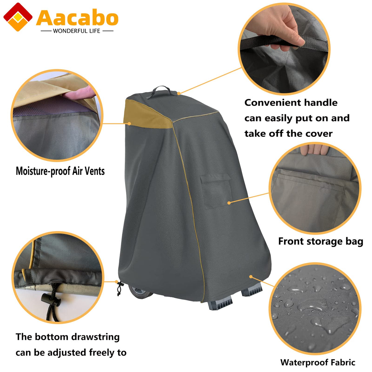 Aacabo Caddy Cover close-up of laminated undercoating for weather resistance