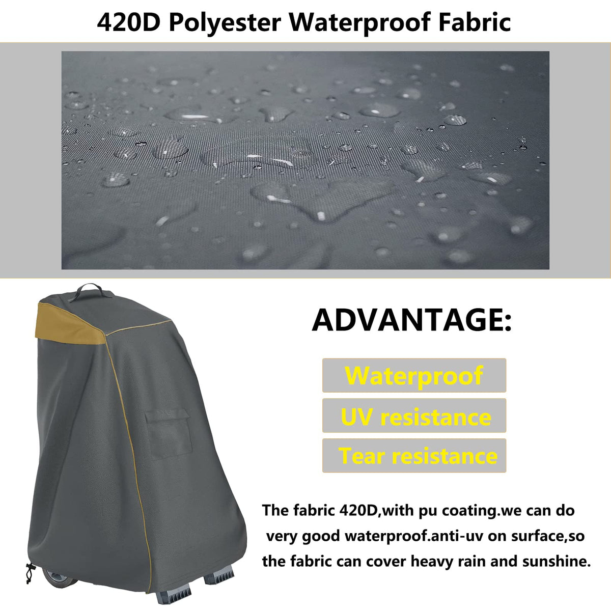 Aacabo Caddy Cover open-pocket detail for handy accessory storage