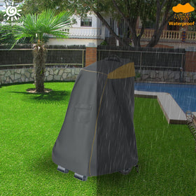 Aacabo Caddy Cover wind strap in use prevents cover from blowing away