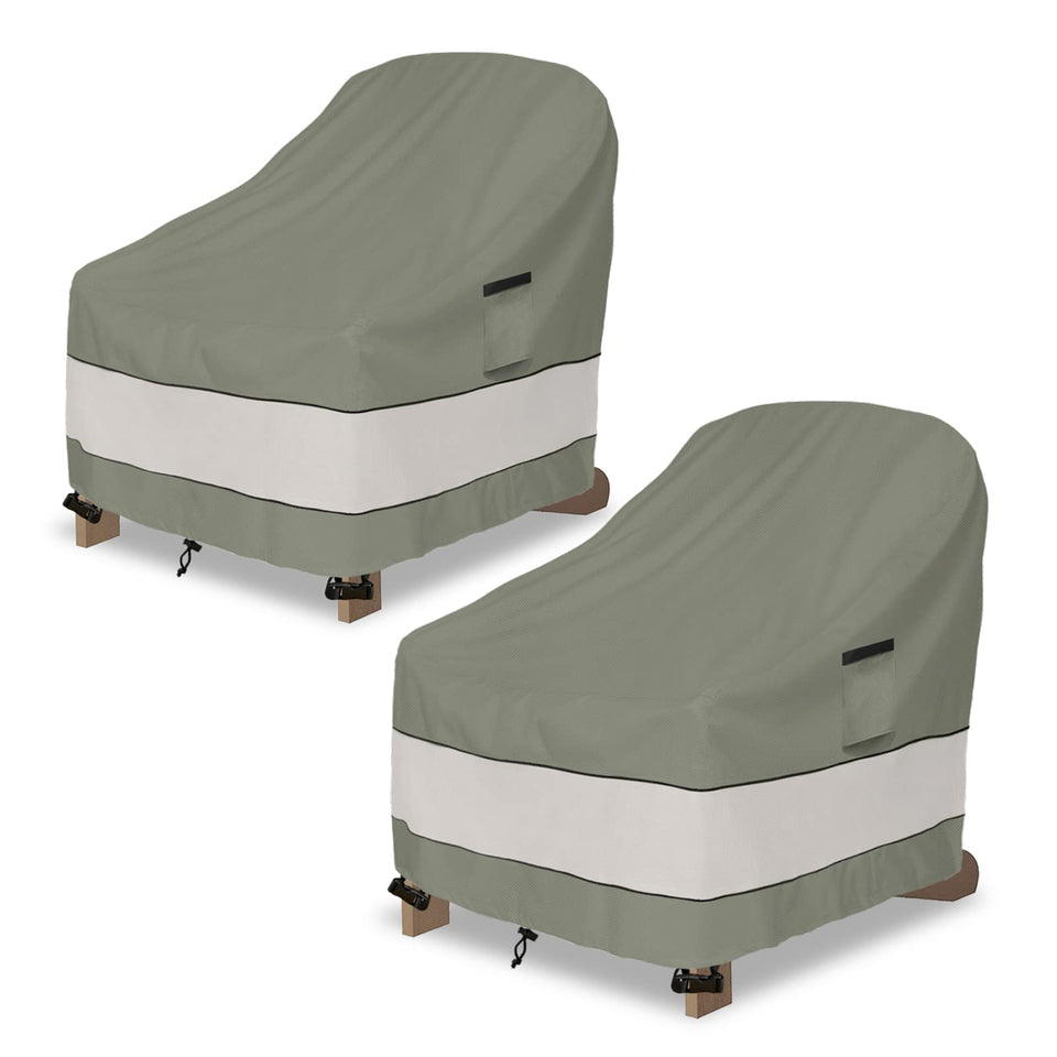 Aacabo outdoor Adirondack chair cover front view protects chairs from rain and sun.