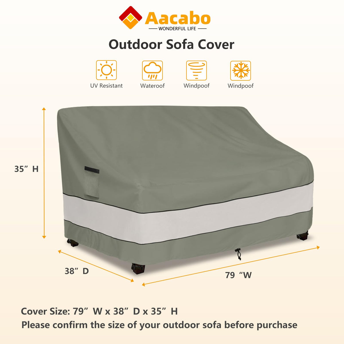 Aacabo outdoor sofa cover fabric detail shows 600D Oxford material