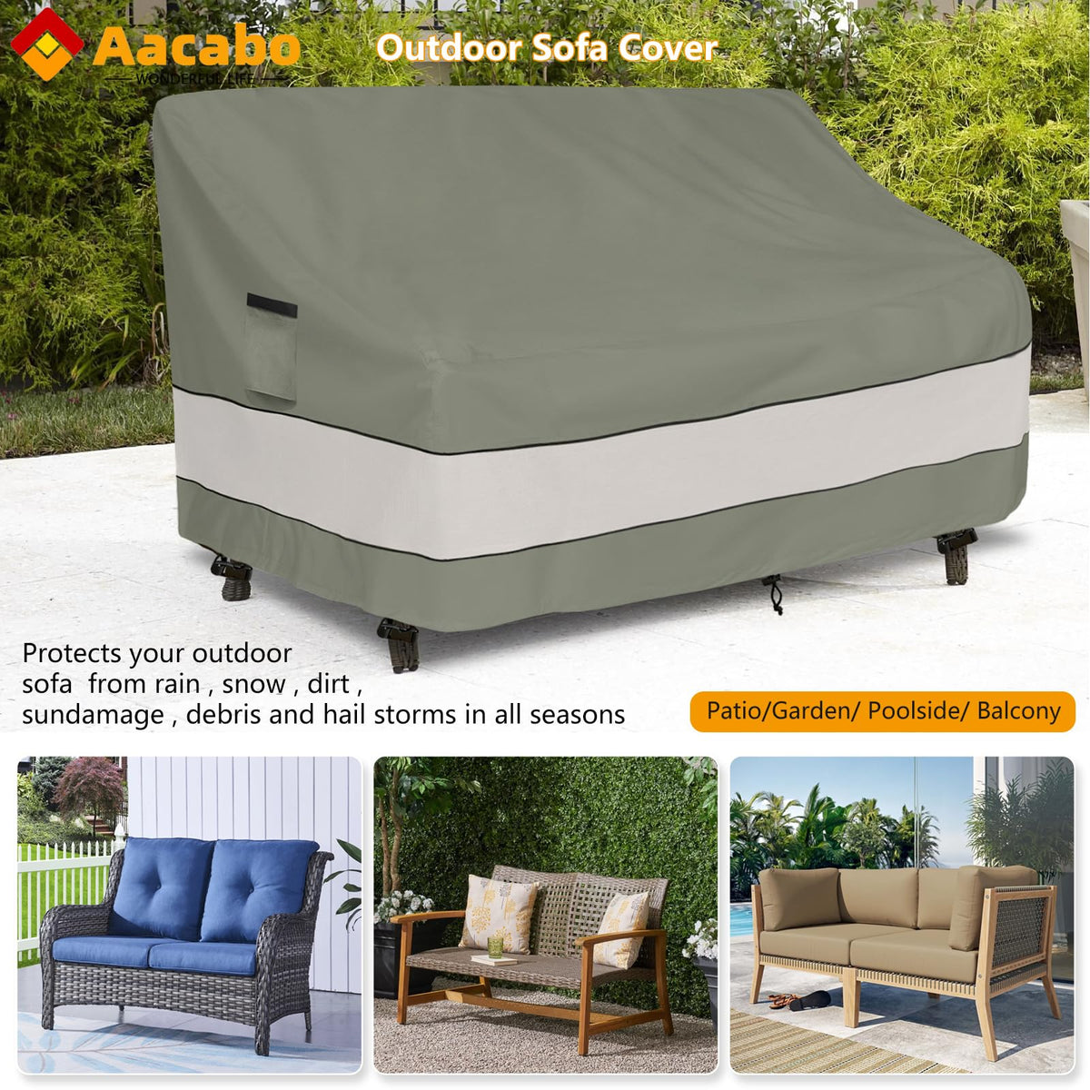 Aacabo cover near laminated backing provides water resistance for rainy days