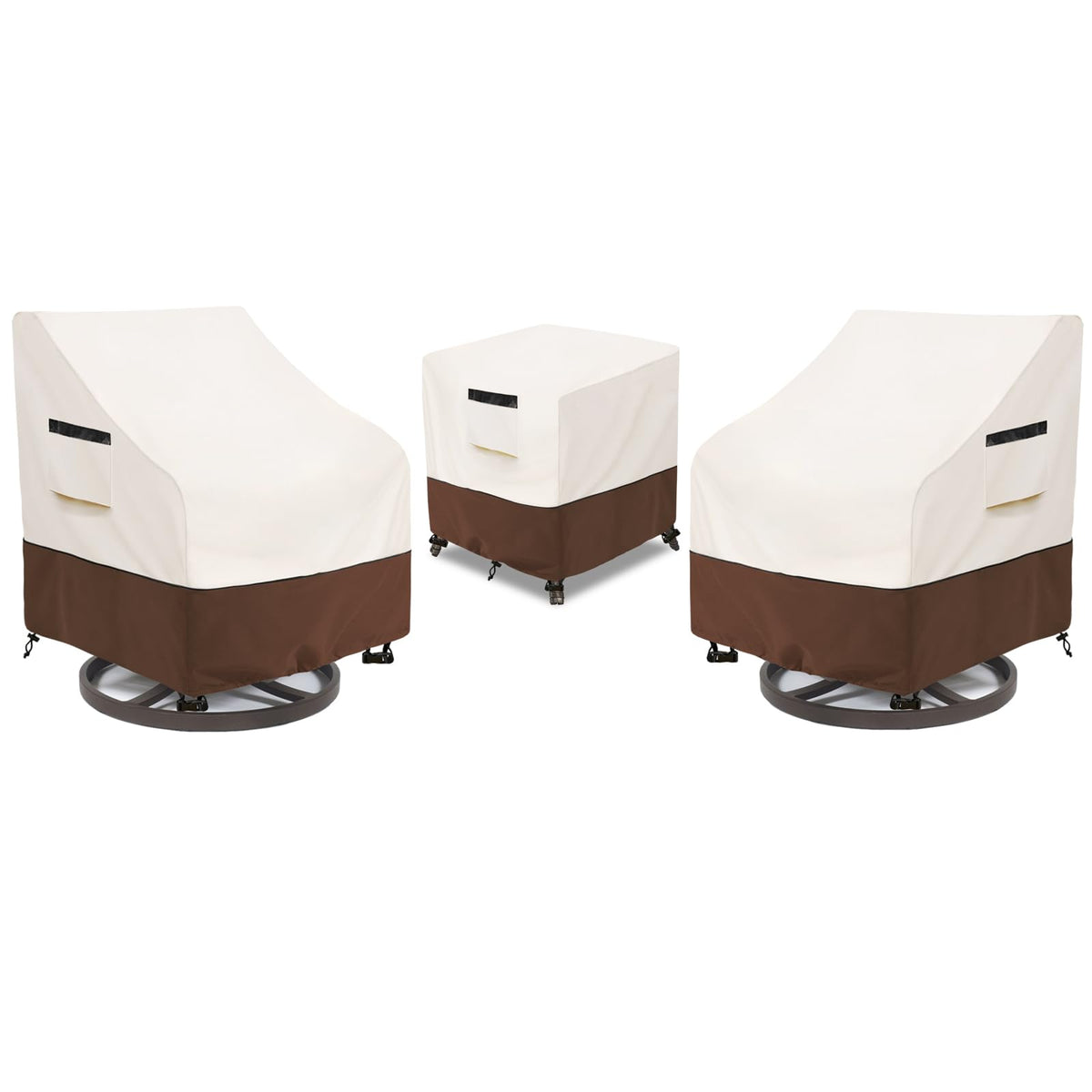 Aacabo patio bistro chair cover, front view; waterproof protection for chairs.
