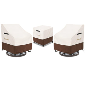 Aacabo patio bistro chair cover, front view; waterproof protection for chairs.