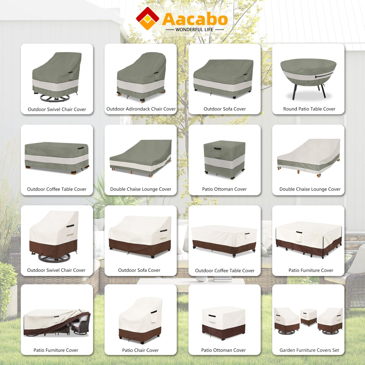 Aacabo patio bistro coffee table cover, top view; waterproof protection for outdoor furniture.