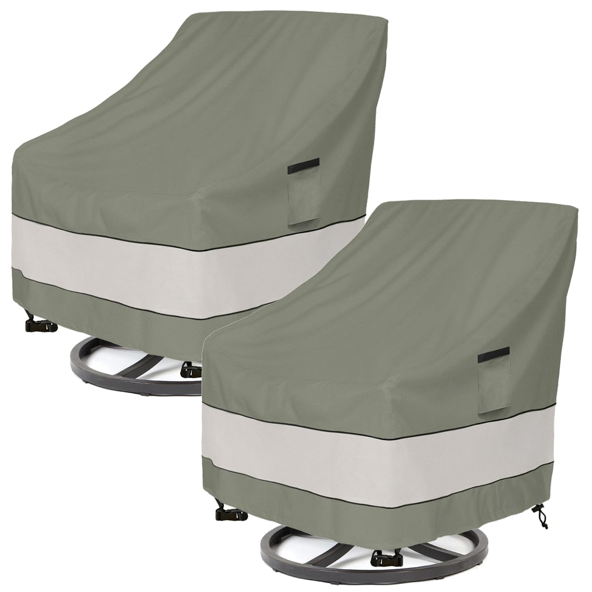 Aacabo patio chair cover waterproof grayish green front view protects swivel chairs