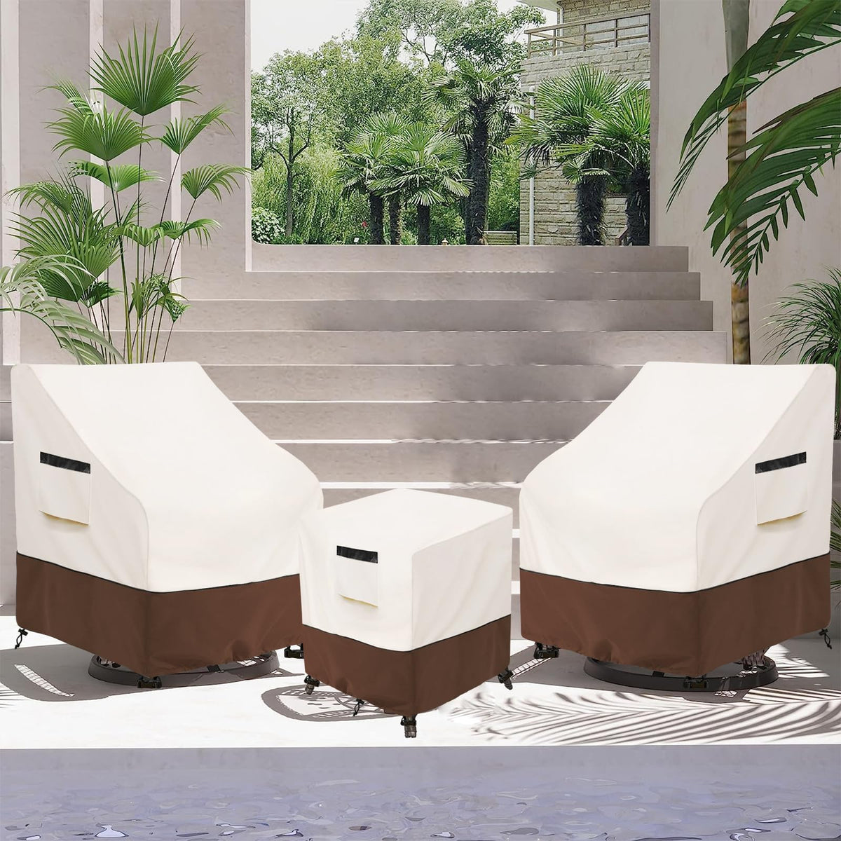 Aacabo patio cover easy-clean feature; rinse to remove dust.