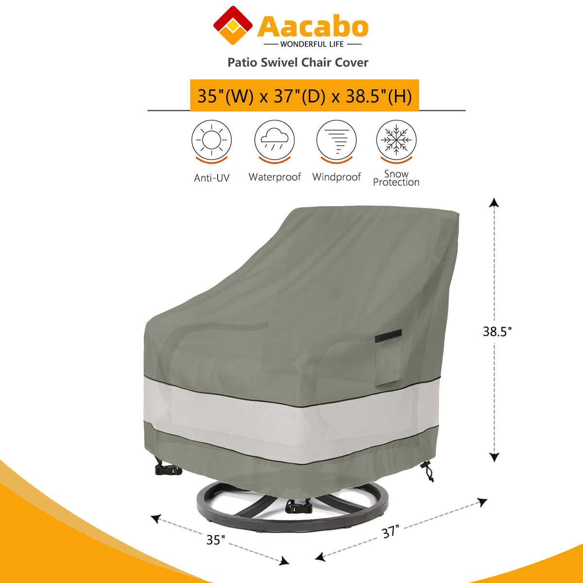 Aacabo swivel chair cover showing heavy-duty Oxford fabric durability