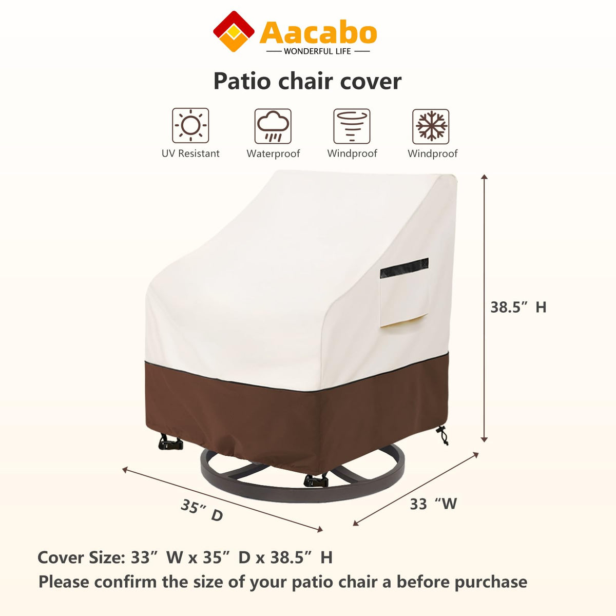 Aacabo windproof buckles secure cover on chair during wind