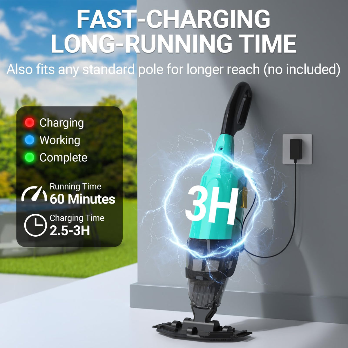 Aaculpet battery-powered cleaner runs up to 60 minutes on a full charge.