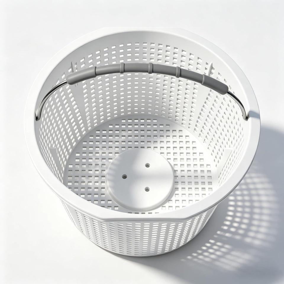 A AIRMACHIN pool skimmer basket for Pentair 516112 with built-in weight for stability.