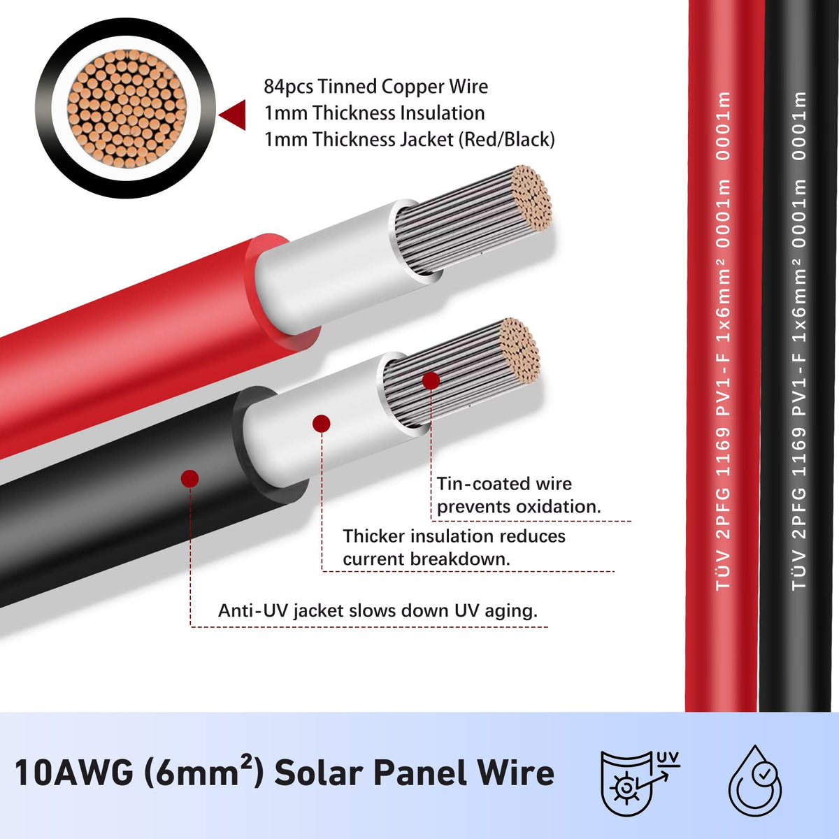 AAKL 10AWG solar cable ends ready for quick panel connections