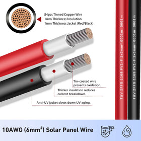 AAKL 10AWG solar cable ends ready for quick panel connections