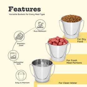 AASPIRE PETS bucket used for dog water during outdoor activity.