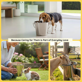 AASPIRE PETS stainless steel bucket close-up highlighting durable construction.