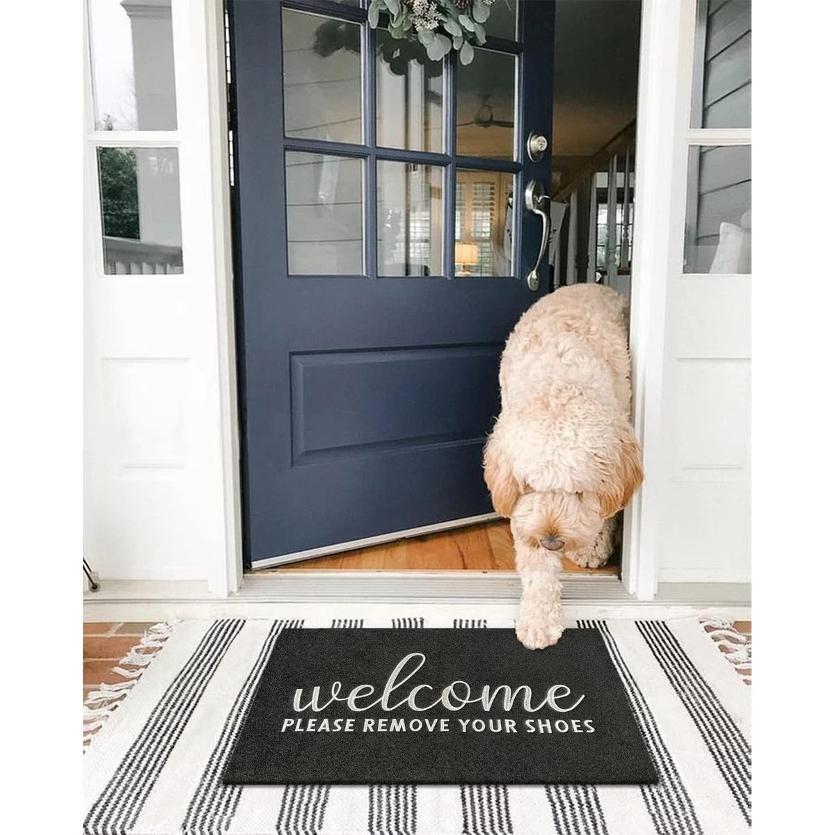 AAZZKANG decorative-entryway mat complements any doorstep.