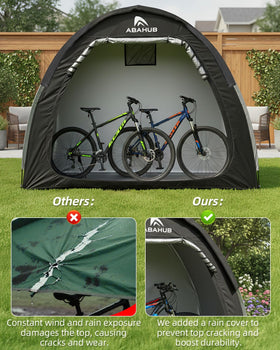 Abahub portable bike storage shed tent interior providing spacious storage for bikes and gear