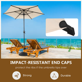 Abba Patio Lyon 7.5ft umbrella features six ribs for enhanced durability.
