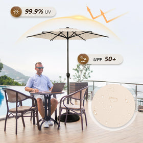 Abba Patio Lyon 7.5ft umbrella offers UV50+ protection for sunny days.