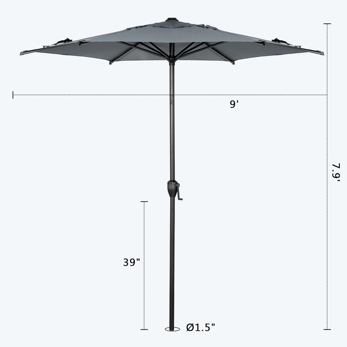 Abba Patio Lyon umbrella crank operation for effortless height and angle control.
