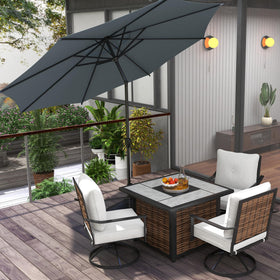 Abba Patio Lyon umbrella push-button tilt enables quick shading adjustments.