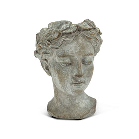 Abbott Collection Goddess Head Planter grey, front view, perfect for small plants.
