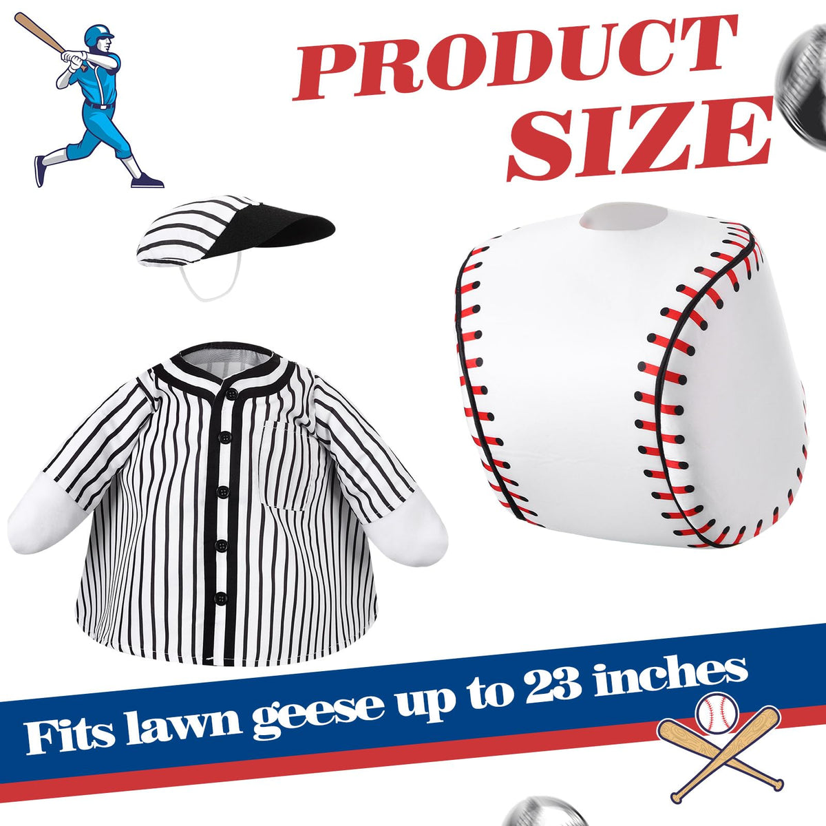 Two-piece Abbylike baseball goose set complements yard decor.