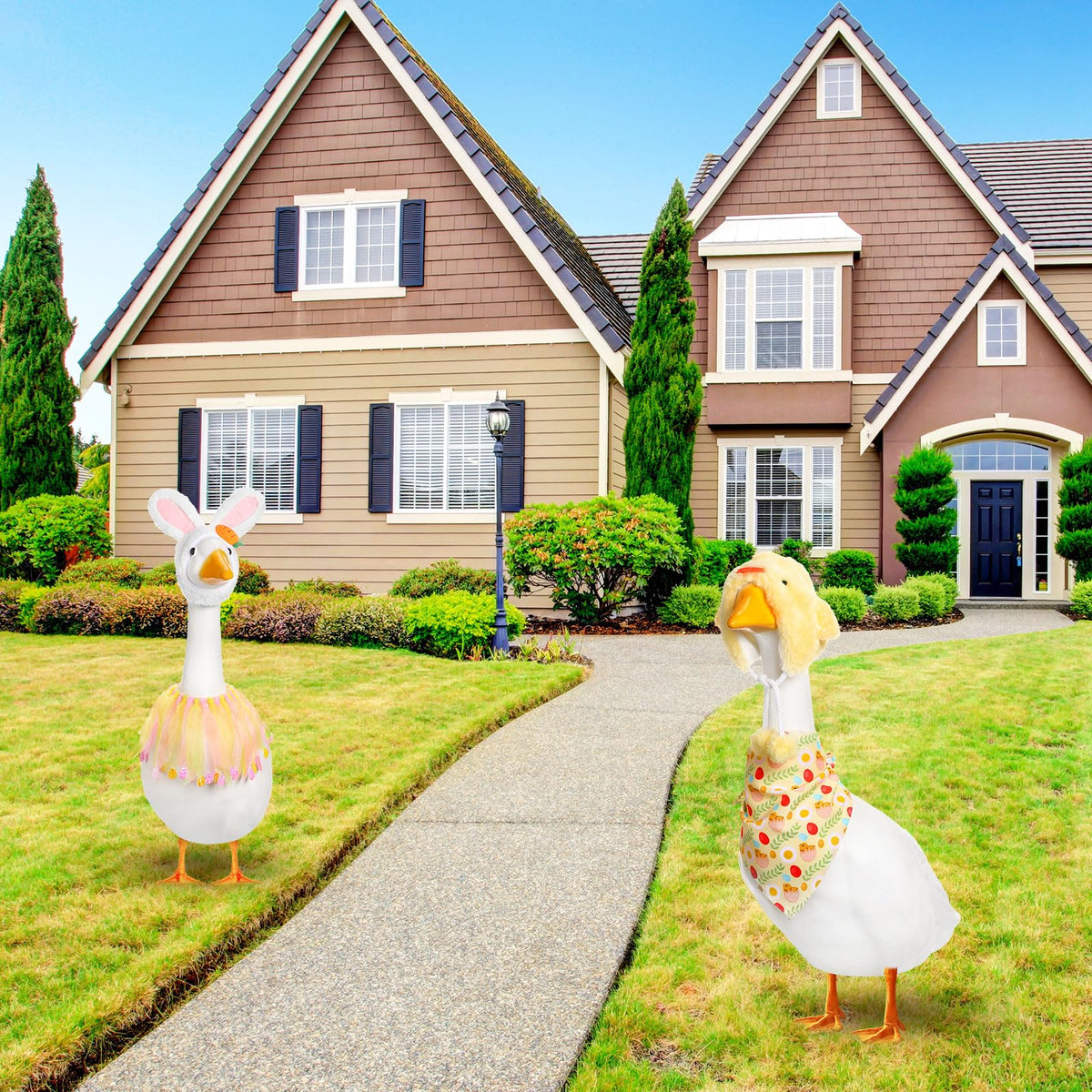 Abbylike Easter goose outfit colorful details ideal for photo-friendly holidays.