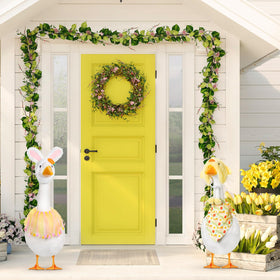 Abbylike Easter goose outfit tutu collar creates a bright, welcoming look.