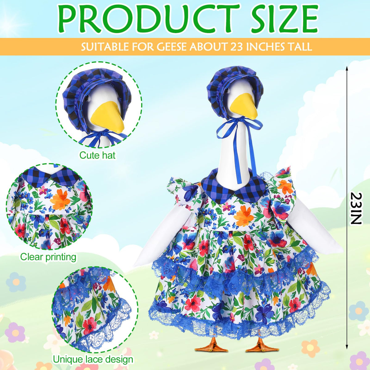 Abbylike floral goose costume enhances porch decor with playful style