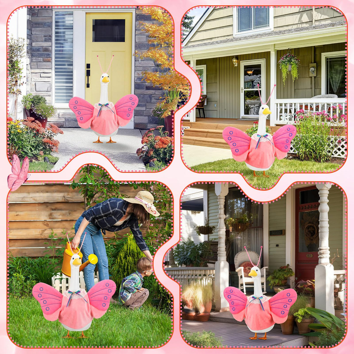 Abbylike goose statue outdoor ensemble adding festive spring charm