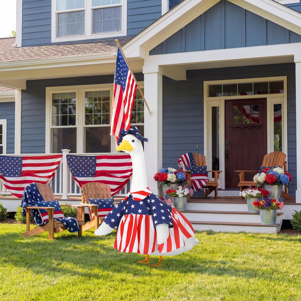 Abbylike independence day goose clothes crafted for durable garden decor.