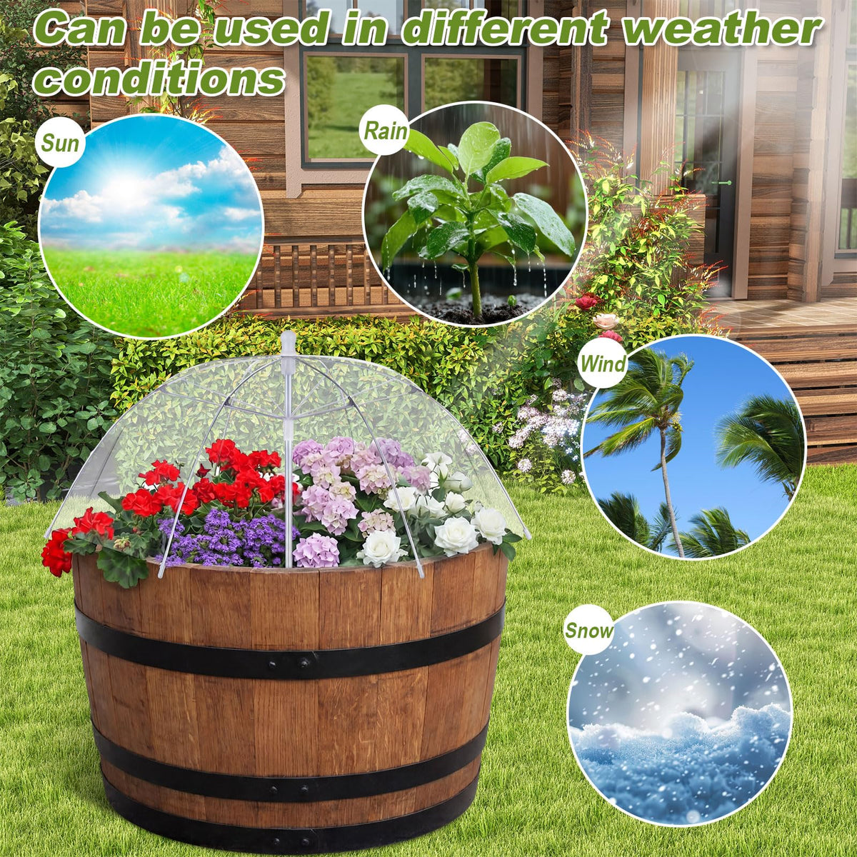 Abbylike waterproof and UV-resistant umbrella guards against rain and sun.