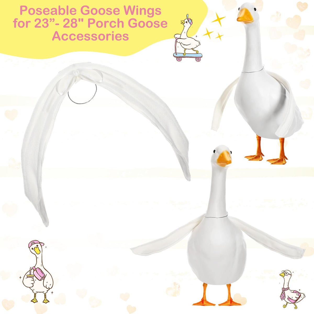 Abbylike white goose wings in plush material add cozy, durable porch-yard decor.