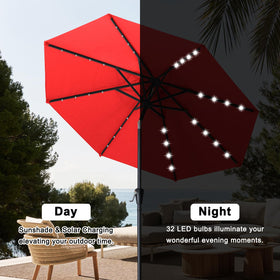 ABCCANOPY 32 LEDs on ribs illuminate outdoor lounging after dark.