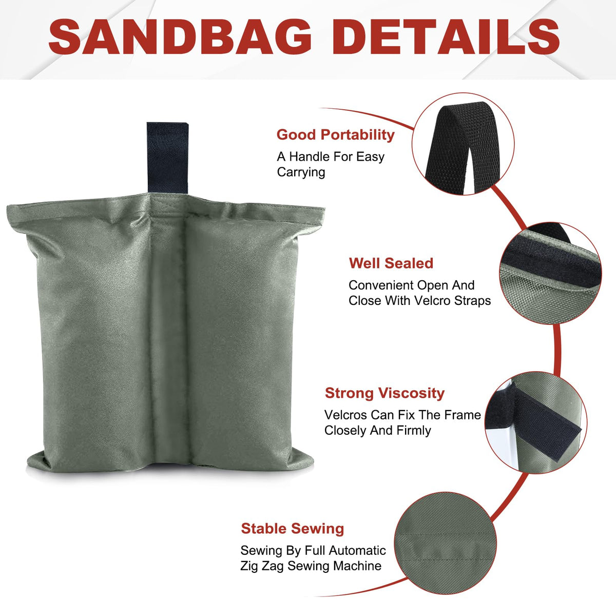 ABCCANOPY gray weight bags wrapped around a leg for stability