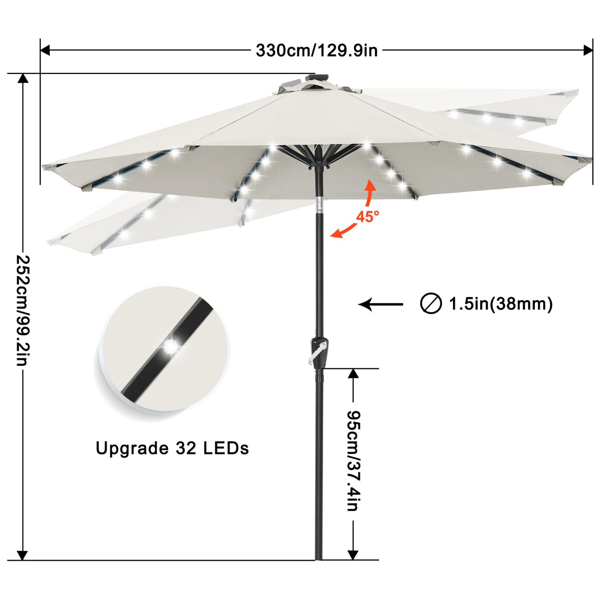 ABCCANOPY crank lift and tilt mechanism for quick shade adjustment