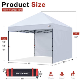 ABCCANOPY Easy Pop Up Canopy with sidewalls attached for added shade